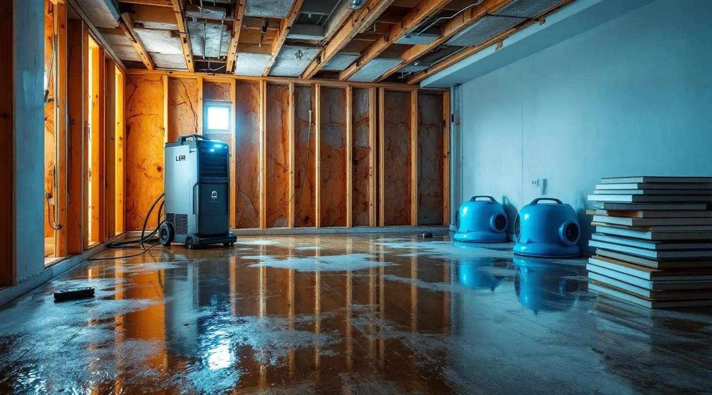 A professional restoration team using advanced drying equipment to recover a flooded Little Rock home.