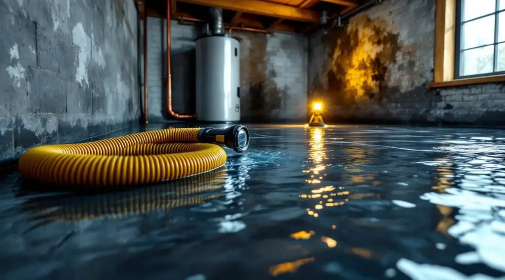 Professional Arko restoration technician performing water extraction in a Benton family home